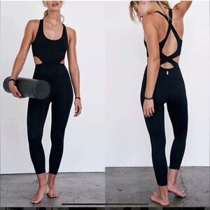 Free people Movement Back It Up Jumpsuit medium black GYM capsule athleisure